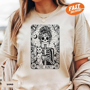 La chemise de carte de tarot tante, t-shirt squelette pour femme, t-shirt tante, chemise tante future, meilleure chemise tante de tous les temps, cadeau tante carte de tarot, cadeau pour elle