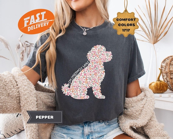Comfort Colors Floral Golden Doodle Mom T-Shirt
