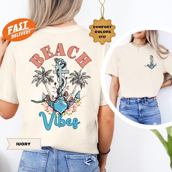 Comfort Colors Beach Vibes T-shirt, Anchor Gift, Girls Trip Tees, Family Vacation Apparel