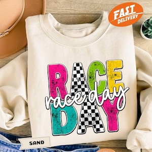 Race Day Sweatshirt, Racing Sweatshirt, Checkered Racing Lover Shirt, Race Car Lover Gift, Race Season, Race Fan Gift, Racer Hoodie