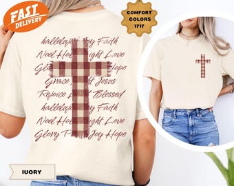 Comfort Colors Christmas Cross T-Shirt, Christian Christmas Tee, Xmas Religious Shirt, Christianity Quote Wear