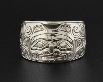 Northwest Coast Silver Sisiutl Serpent Protection Ring