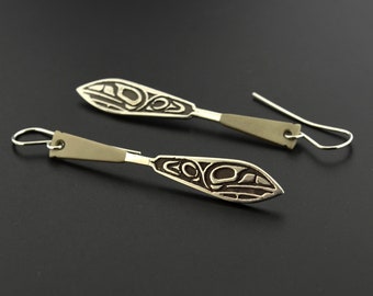 Sterling Raven Paddle Northwest Coast Formline Earrings