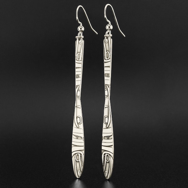 First Nations Native Sterling Canoe Paddle Earrings