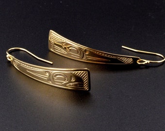 14k Yellow Gold Native Earrings Triangular Dangles