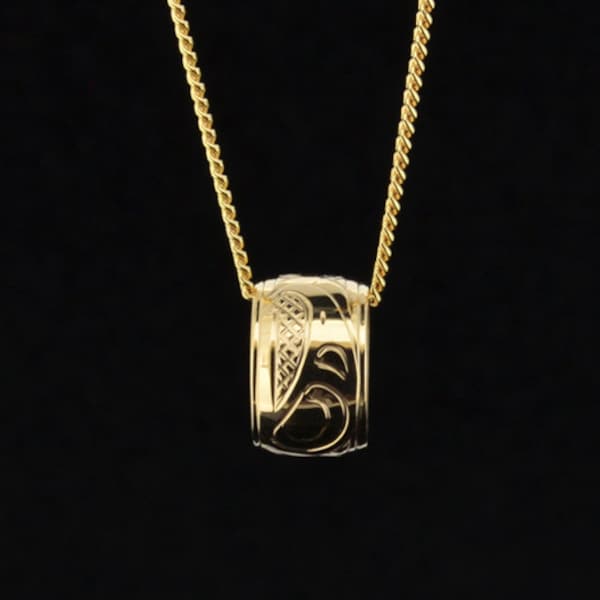 Solider 14k Gold Nordwest Native Totem Perlenanhänger