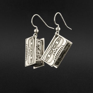 First Nations Sterling Bentwood Box 3D Earrings
