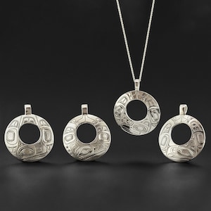 Haida Sterling Pendant Four Design Options Unisex Matte Finish