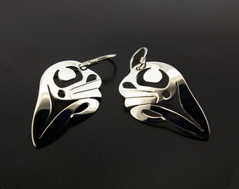 Sterling Frog Northwest Coast Formline Design Earrings