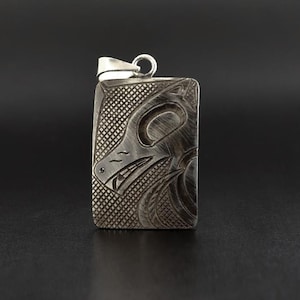 Antiqued Sterling Wolf Dog Tag Native Pendant Unisex