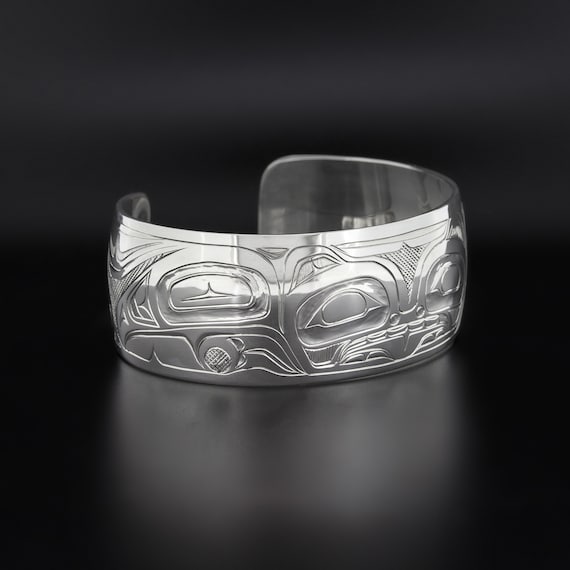 Native Bear Sterling Silver Hand-carved Cuff Bracelet - Etsy