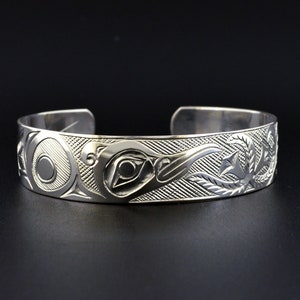 Native Hummingbird Sterling Bracelet Hand-Engraved Adjustable