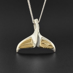 Northwest Native Silver and Gold Whale Tail Pendant Hollie Bartlett