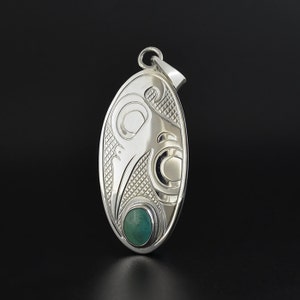 Oval Sterling Pendant Northwest Native with Custom Stone