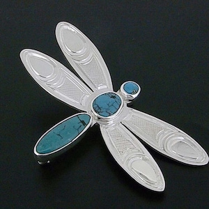 Northwest Coast Native Dragonfly Sicherheitsnadel/erste Nationen mit Türkis