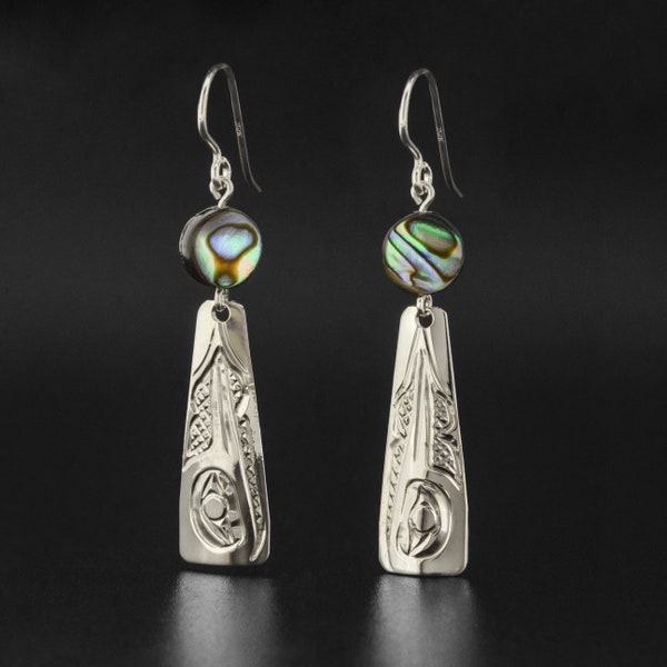 Northwest Native Sterling Dangle Earrings with Stones