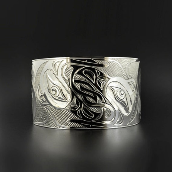 Celtic Ravens Northwest Coast Native American Cuff Bracelet 1 1 2