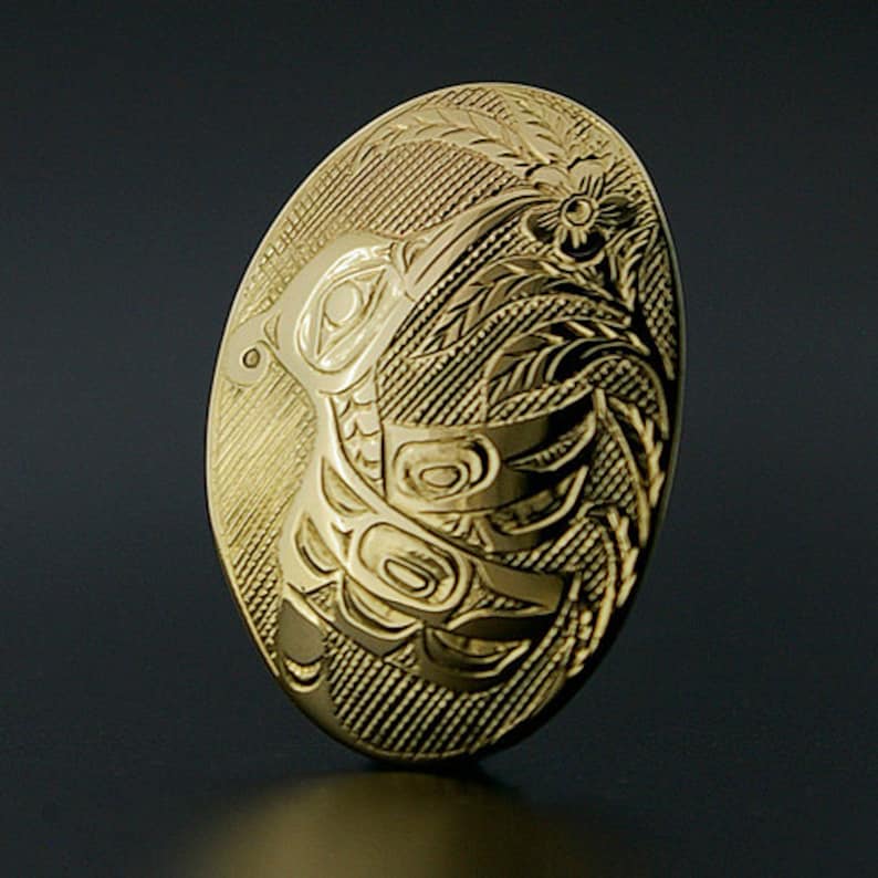 14 Karat Solid Gold Hummingbird Pendant Charm Northwest Native Etsy