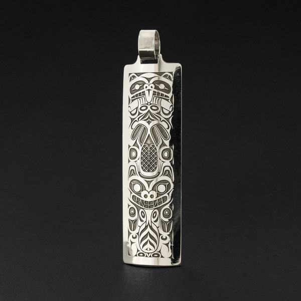 Unisex Sterling First Nations Native Totem Pole Pendant