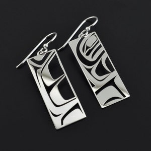 Abstract Native First Nations Sterling Bentwood Box Earrings