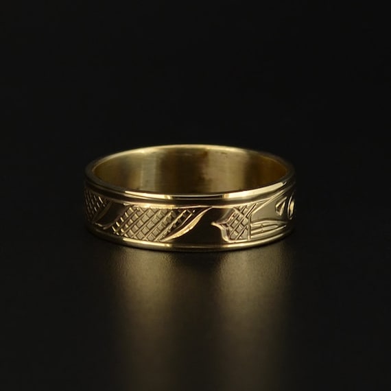 Narrow Native Orca Ring 14k White or Yellow Gold 3/16