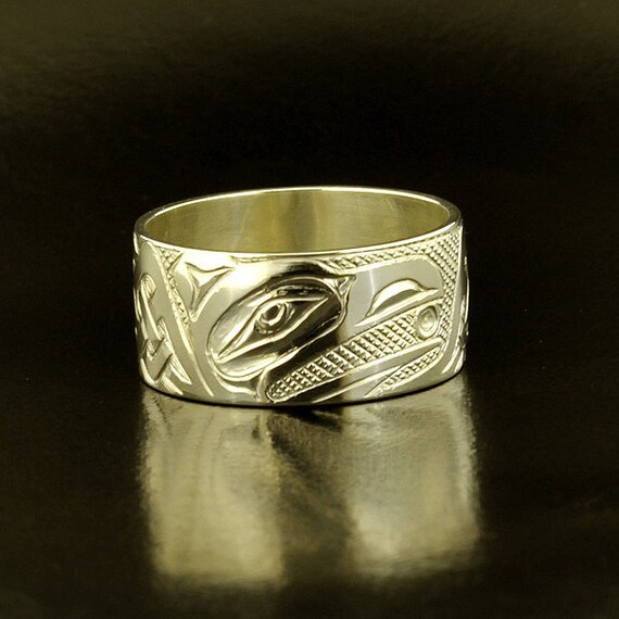 Mens Celtic Raven Pacific Northwest Native American White Gold Etsy