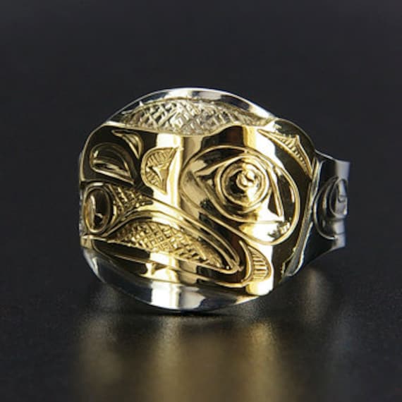 Native American Unique Vintage Haida Sterling Silver Wrap-around Ring Native American Unique Vintage Haida Sterling Silver Wrap-around Ring