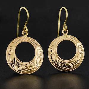 Haida Northwest Native Solid 14k Gold Earrings