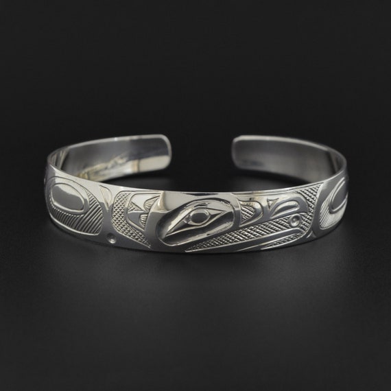 Native American Unique Vintage Haida Sterling Silver Wrap-around Ring Native American Unique Vintage Haida Sterling Silver Wrap-around Ring