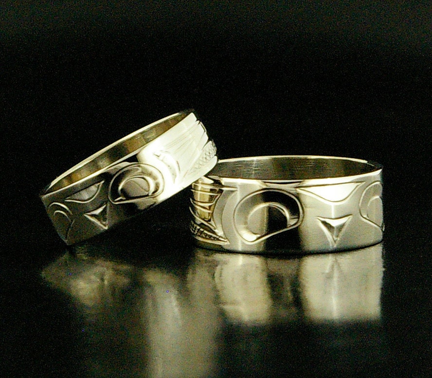 14k White Gold Owl Ring Northwest Coast Native American Design