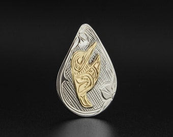 Teardrop Pendant with 14k Overlay Northwest Native Jewelry Two Designs