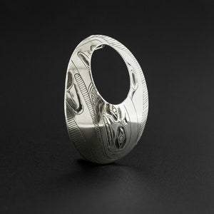 Vintage and Antiqued Haida Silver Raven Pendant