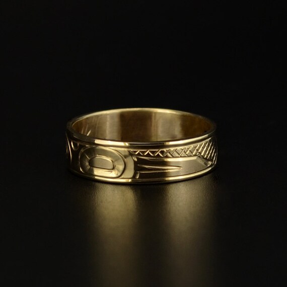 Narrow Native Orca Ring 14k White or Yellow Gold 3/16