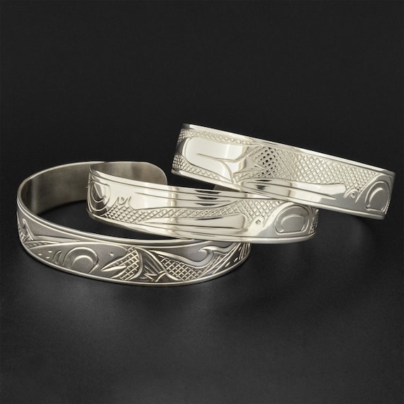 Northwest Coast Native Baby Bracelet Hand-Engraved Sterling