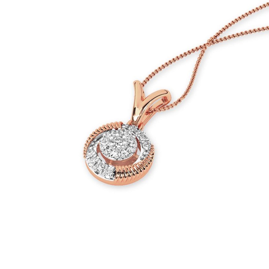 Facet Fiesta Diamond Pendant Set, 14 KT Rose Gold 1.100 G, Lab Grown