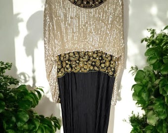 Vintage Alyce Designs Beaded Embellished Gown Long Sleeve Formal Dress -  Etsy