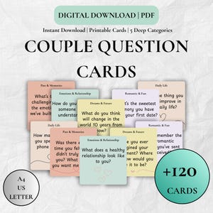 Couple Question Cards, Conversation Starters Cards, Date Night Cards, Romantic Anniversary Gift, Icebreaker Games, Relationship Cards Games