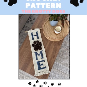 Home Paw Print Crochet Wall Hanging Pattern *PATTERN ONLY*