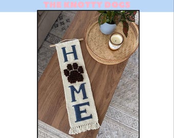Home Paw Print Crochet Wall Hanging Pattern *PATTERN ONLY*