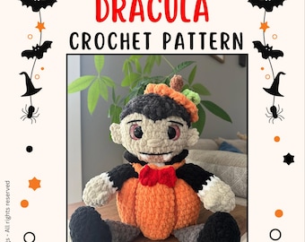 Dracula Crochet Pattern – Pumpkin Monster Plushie (PDF Pattern)