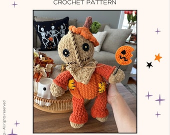 Sam Horror Pumpkin Monster  Crochet Pattern – Pumpkin Monster Plush (PATTERN ONLY)