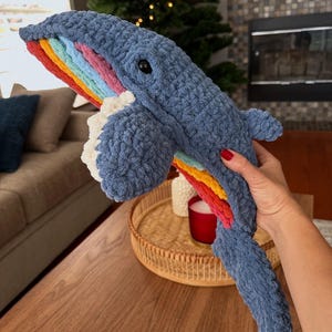Crochet Whale | Crochet Plushie | Whale Plushie | Rainbow Crochet Whale Stuffy