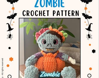 Zombie Crochet Pattern - Pumpkin Monster (PATTERN ONLY)
