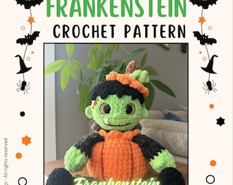 Frankenstein Crochet Pattern – Pumpkin Monster Plush (PATTERN ONLY)