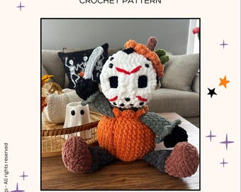 Jason Horror Pumpkin Monster  Crochet Pattern – Pumpkin Monster Plush (PATTERN ONLY)