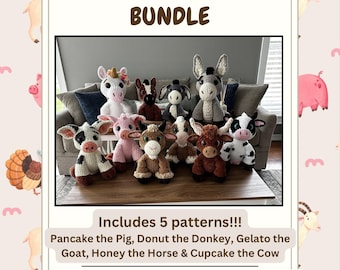 BUNDLE of 5 Farm Friends Series Crochet Patterns -  *PATTERN ONLY*
