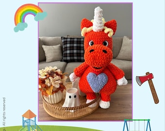 Orange Unicorn Crochet Pattern – Unicorn Plush (PATTERN ONLY)
