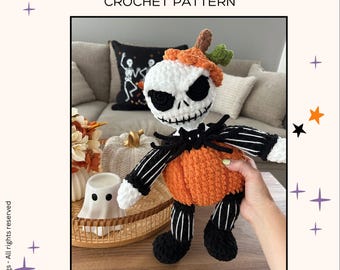 Skeleton Horror Pumpkin Monster  Crochet Pattern – Pumpkin Monster Plush (PATTERN ONLY)
