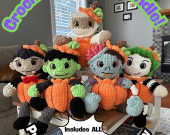 BUNDLE of 5 Pumpkin Monster Crew Crochet Patterns -  *PATTERN ONLY*
