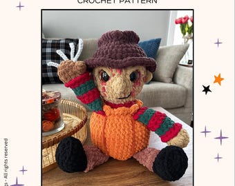 Freddy Horror Pumpkin Monster  Crochet Pattern – Pumpkin Monster Plush (PATTERN ONLY)